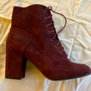 Burgundy lace-up boots